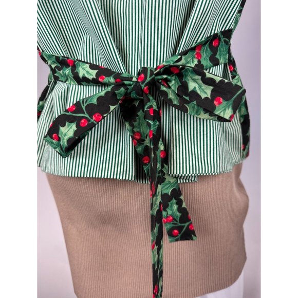 Vintage Holiday Holly Vest - blemish on shoulder OS Green Holly Cotton Blend - Picture 5 of 16